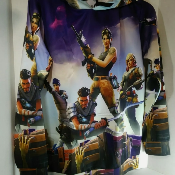 Cosplay Boy's Multicolored 3D Graphic Pullover Sz Lg Hoodie Sweatshirt Fortnite - Picture 5 of 10